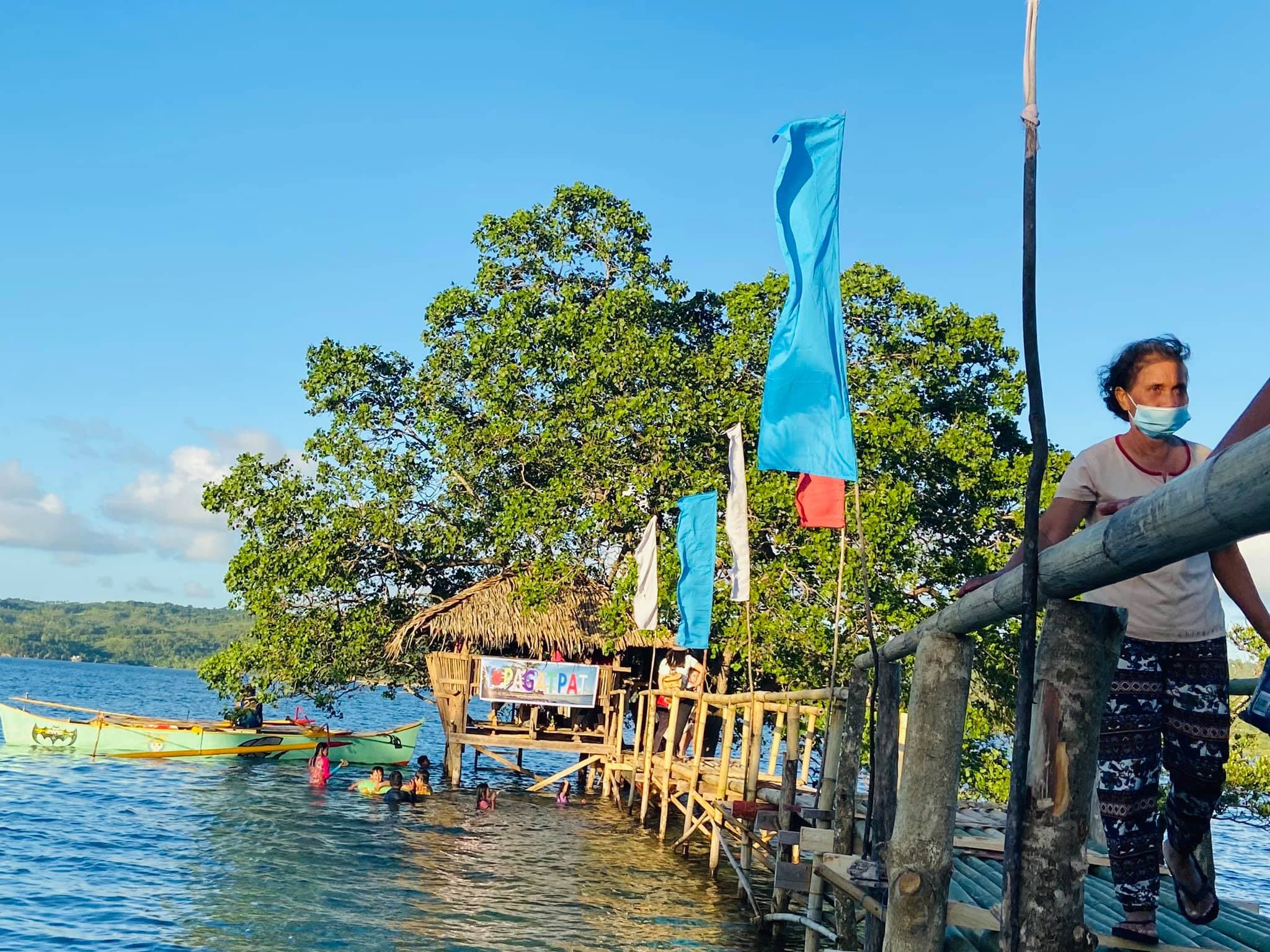 The wooden walkway to Pagatpat Treehouse through the mangroves
